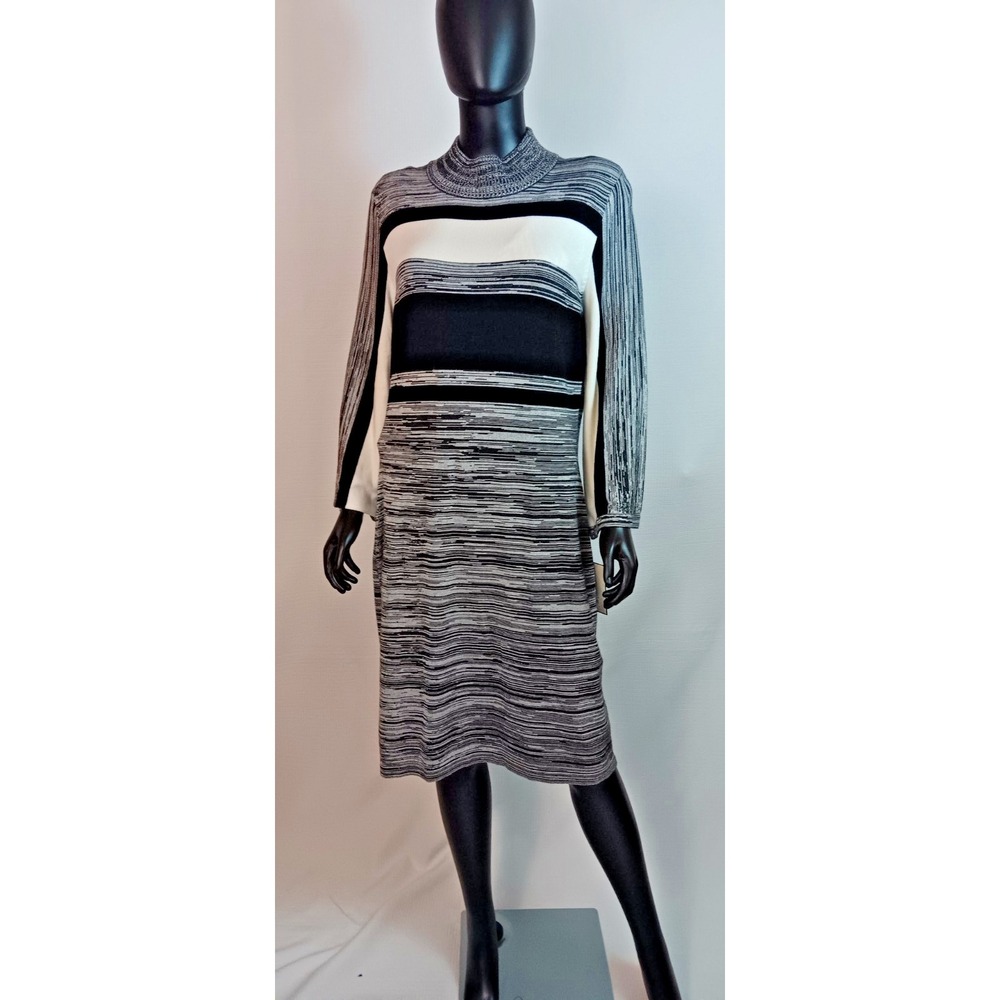 Dana Buchman women's‎ knit stretch fitted Pull on long sleeve strip dress XL